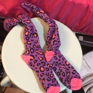 Tall Purple leopard/cheetah print socks for kids